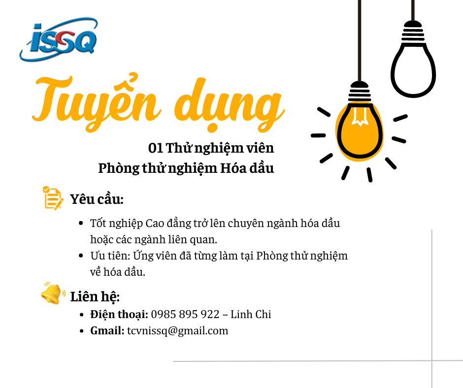 Thông baó Tuyển dụng Thử nghiệm viên Phòng thử nghiệm Hóa dầu 